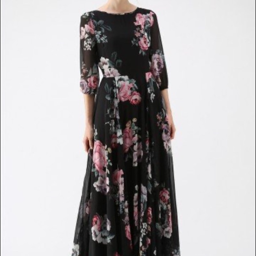 Black Floral Printed Maxi Dress
